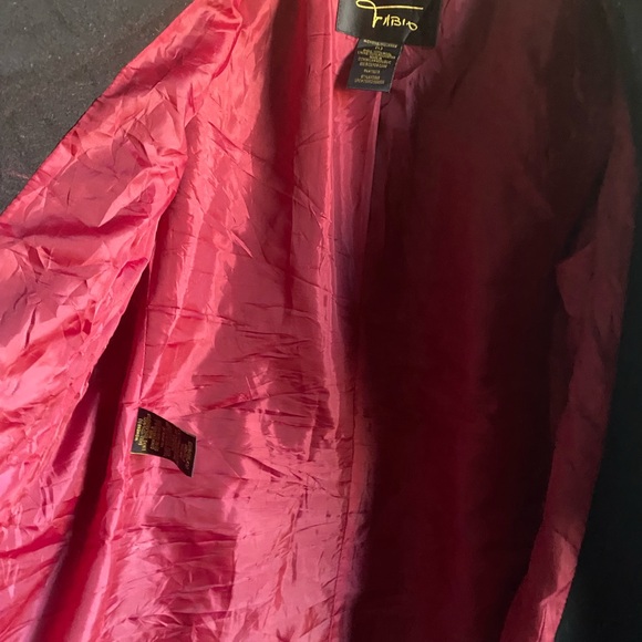 Vtg Fabio Wool Elegant Black Double-Breasted Black Peacoat Office Siren Coat L - Picture 14 of 16